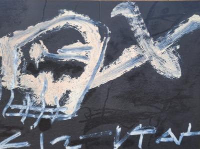Antoni Tapiès - Crâne renversé, 1986 - Lithographie originale en couleur 2