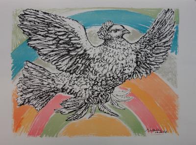 Pablo Picasso: Dove with a Rainbow - Signed Lithograph 2