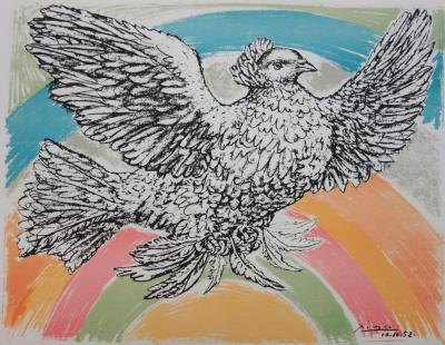 Pablo Picasso: Dove with a Rainbow - Signed Lithograph 2