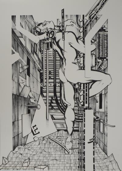 Francisco MELO: Futuristic Nude - Original signed lithograph 2