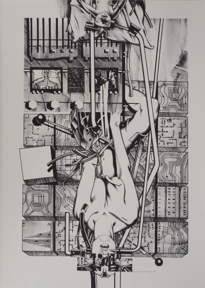 Francisco MELO: Futuristic Female Nude - Original signed lithograph 2