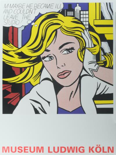 Roy LICHTENSTEIN : May Be Girl - Affiche originale en couleurs 2