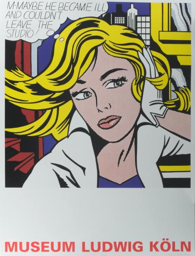 Roy LICHTENSTEIN : May Be Girl - Affiche originale en couleurs