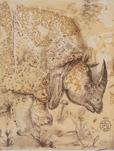 Salvador DALI: Rhinoceros, Homage to Albrecht Dürer - Signed Lithograph 2