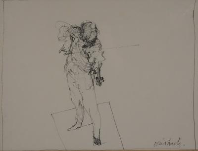Claude WEISBUCH - Le violoniste, dessin original signé 2