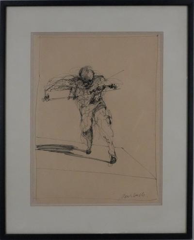 Claude WEISBUCH - Le violon en marche, dessin original signé 2