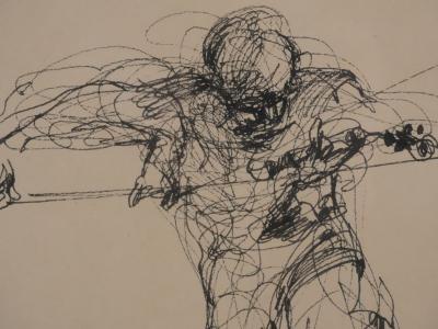 Claude WEISBUCH - Le violon en marche, dessin original signé 2