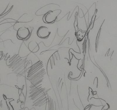 Herve BAILLE - Adam et Eve au Paradis, dessin original signé 2