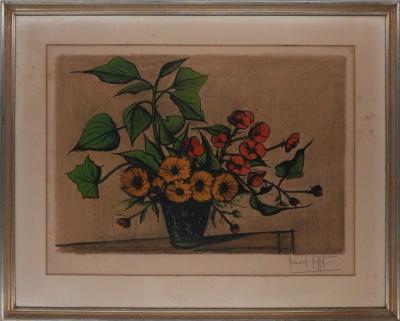 Bernard BUFFET - Le bouquet aux tournesols, 1976, lithographie originale signée
