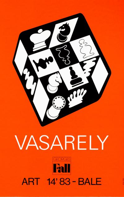 Victor VASARELY : Jeu d’échecs rouge - Affiche originale 2