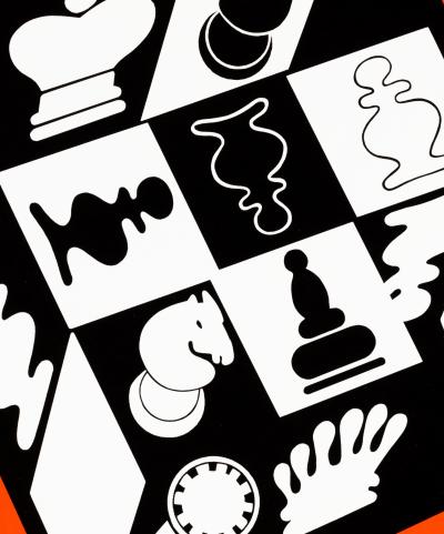 Victor VASARELY : Jeu d’échecs rouge - Affiche originale 2