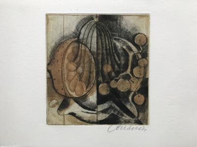 Brigitte COUDRAIN - Composition aux fruits - Gravure originale signée 2