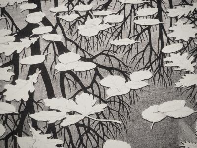 Maurits Cornelis Escher : Automne et carpe, Fac-similé du bois gravé original, 450ex 2