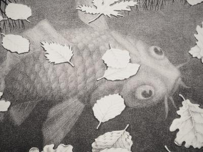 Maurits Cornelis Escher : Automne et carpe, Fac-similé du bois gravé original, 450ex 2