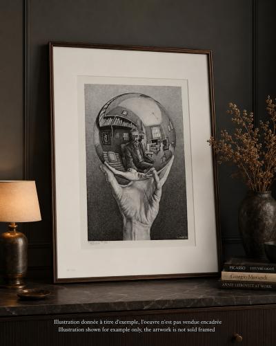 Maurits Cornelis Escher : Main avec globe réfléchissant, Fac-similé du bois gravé original, 450ex 2