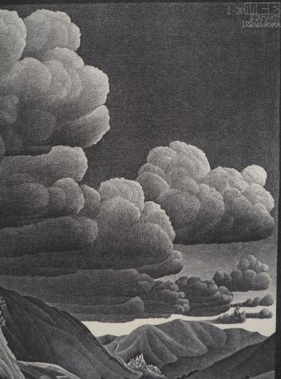 Maurits Cornelis Escher : Paysage italien Castrovalva, Fac-similé du bois gravé original, 450ex 2