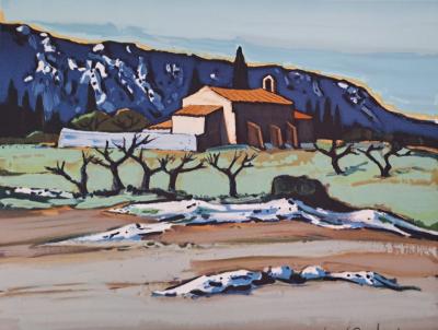 Jean-Claude Quilici - Paysage des Alpilles - Lithographie originale signée 2