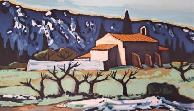 Jean-Claude Quilici - Paysage des Alpilles - Lithographie originale signée 2