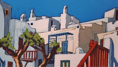 Jean-Claude Quilici - Place aux oliviers - Lithographie originale signée 2