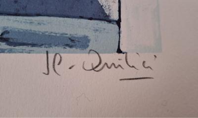 Jean-Claude Quilici - Place aux oliviers - Lithographie originale signée 2