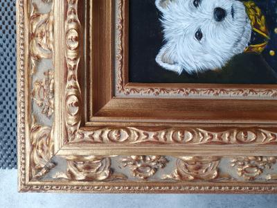 VAN WYN  chien West Highland en Uniforme 2015 Huile sur bois 2