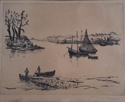 Jean Frélaut - Vue sur la baie - Eaux forte signée 2