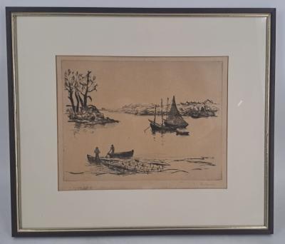 Jean Frélaut - Vue sur la baie - Eaux forte signée 2
