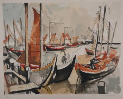 Jacques DESPIERRE - Le port - Lithographie originale signée 2