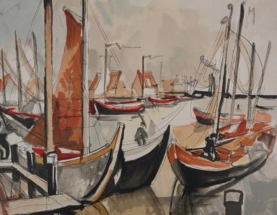 Jacques DESPIERRE - Le port - Lithographie originale signée 2