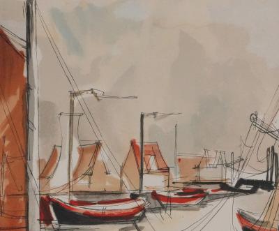 Jacques DESPIERRE - Le port - Lithographie originale signée 2