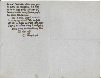 Camille PISSARRO - Lettre autographe signée 2