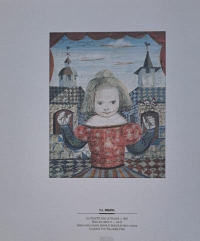 Léonard Foujita (d’après) - La fillette dans le village - Impression d’art, signée 2