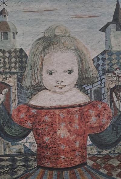 Léonard Foujita (d’après) - La fillette dans le village - Impression d’art, signée 2