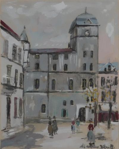 Maurice UTRILLO - Les passants sur la place, lithographie signée 2