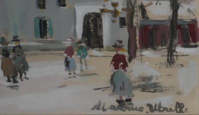 Maurice UTRILLO - Les passants sur la place, lithographie signée 2