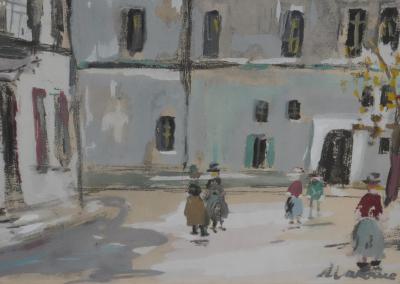 Maurice UTRILLO - Les passants sur la place, lithographie signée 2
