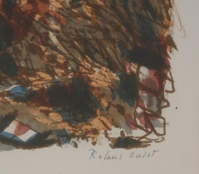 Roland OUDOT - La bastide provençale et oliviers, lithographie originale signée 2