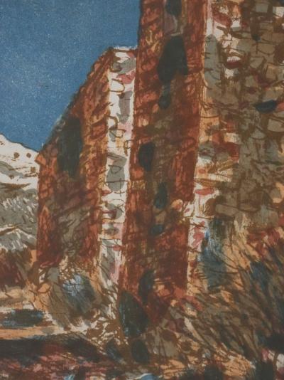 Roland OUDOT - La bastide provençale et oliviers, lithographie originale signée 2