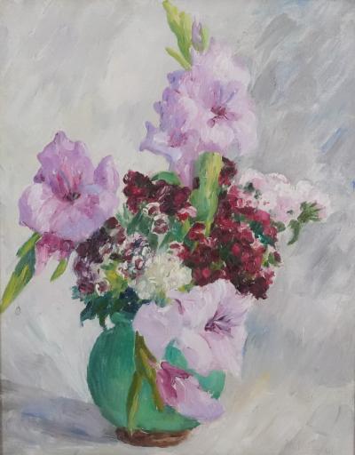 ECOLE XXème - Le bouquet de glaïeul, Huile sur toile signée 2