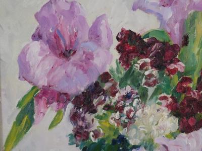 ECOLE XXème - Le bouquet de glaïeul, Huile sur toile signée 2