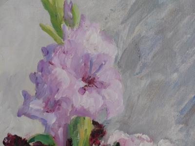 ECOLE XXème - Le bouquet de glaïeul, Huile sur toile signée 2