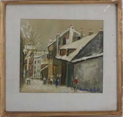 Maurice Utrillo、VASE 、海外版超希少レゾネ、新品額付 Maurice UTRILLO (d'après) - Montmartre, 1965 - Bois gravé signé