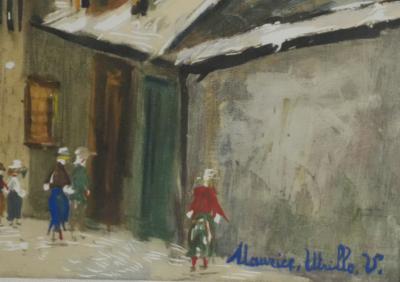Maurice UTRILLO - Montmartre, Rue du Mont-Cenis sous la neige, lithographie et pochoir originale signée 2
