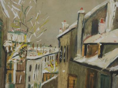 Maurice UTRILLO - Montmartre, Rue du Mont-Cenis sous la neige, lithographie et pochoir originale signée 2