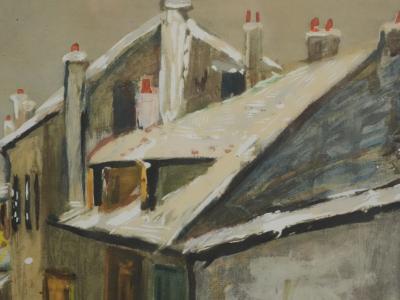 Maurice UTRILLO - Montmartre, Rue du Mont-Cenis sous la neige, lithographie et pochoir originale signée 2