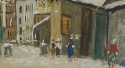 Maurice UTRILLO - Montmartre, Rue du Mont-Cenis sous la neige, lithographie et pochoir originale signée 2