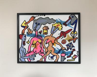 Jean-Luc JUHEL - J’ai ma table de nuit…,2017 - Acrylique sur papier signée 2