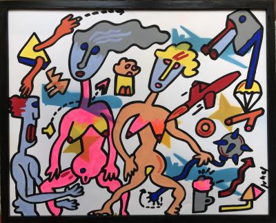 Jean-Luc JUHEL - J’ai ma table de nuit…,2017 - Acrylique sur papier signée 2