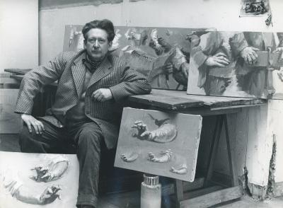 Denise Colomb, Jean Hélion dans son atelier, tirage signé et daté, 1957 2