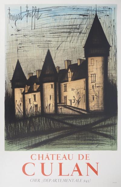 Bernard BUFFET : Château de Culan - Lithographie originale signée 2